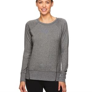 Gaiam Zipper Accent Fleece Crewneck Top New With Tags